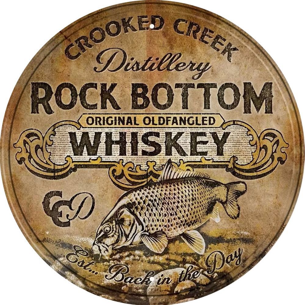 Retroworld Rock Bottom Whiskey Metalskilt - Ø 30 cm