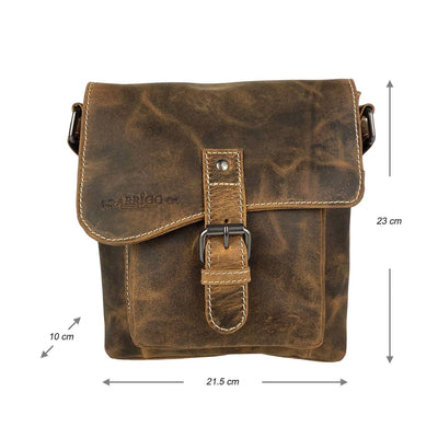 Arrigo Shoulder Bag with Flap - Buffalo Leather - Black