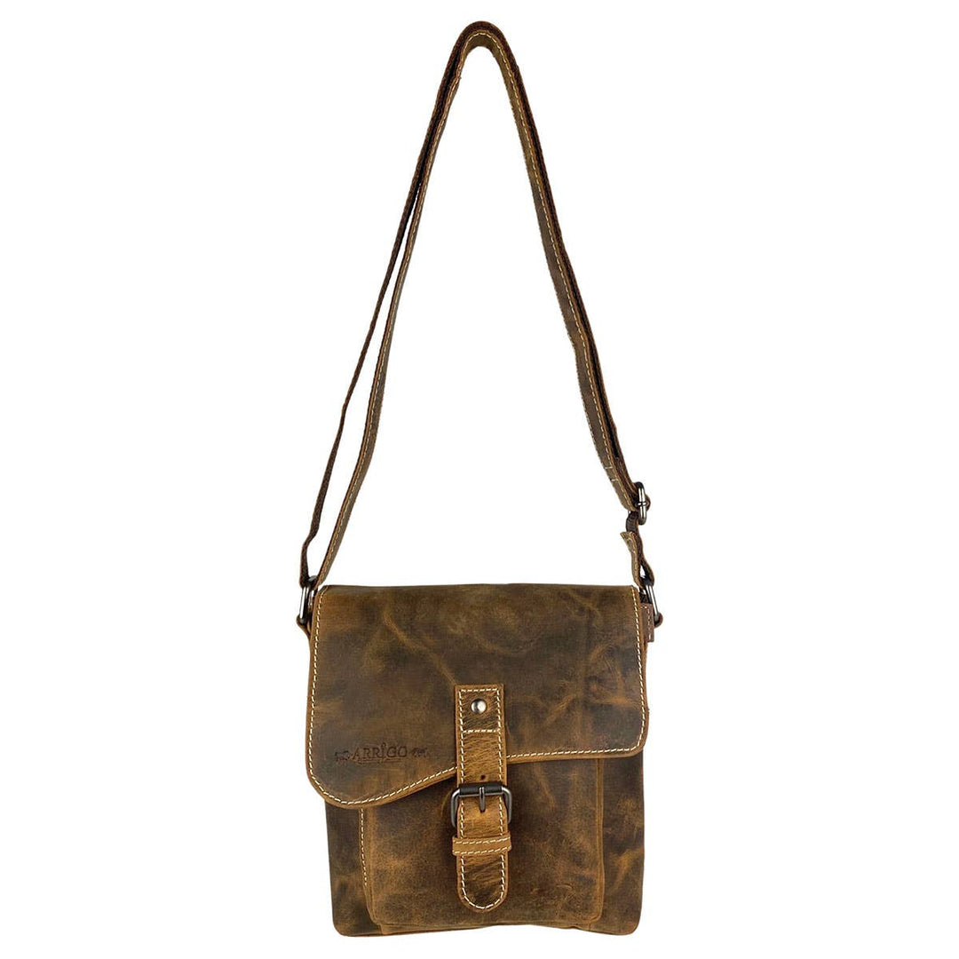 Arrigo Shoulder Bag with Flap Buffalo Leather - 3 Colours: Cognac -  fra Arrigo hos The Prince Webshop