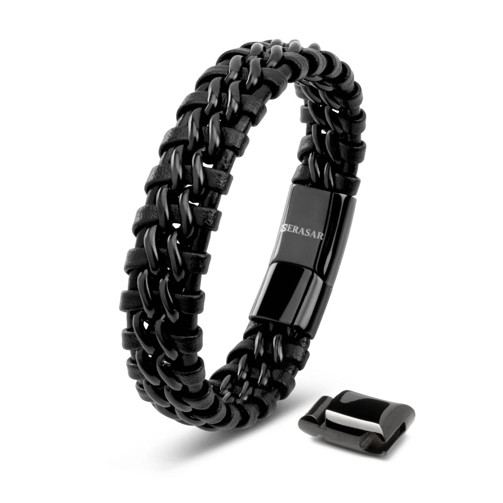 Læder Armbånd „Steel“ - All Black