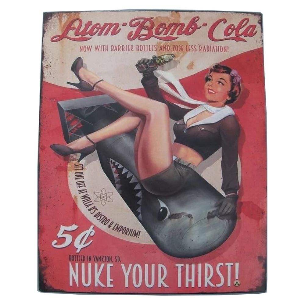 Retroworld Atom-Bomb-Cola - Nuke your thirst Metal sign - 20 x 25 cm