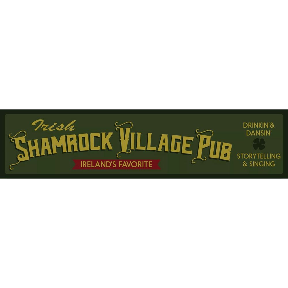 Retroworld Irish Shamrock Village Pub Metal Sign - 50 x 12 cm