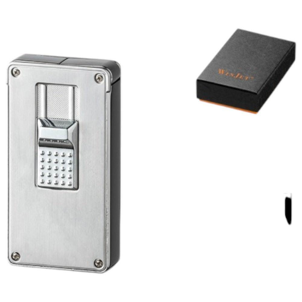 Winjet Grand 2XJet Cigar Lighter Sølv - Lighter fra Winjet hos The Prince Webshop