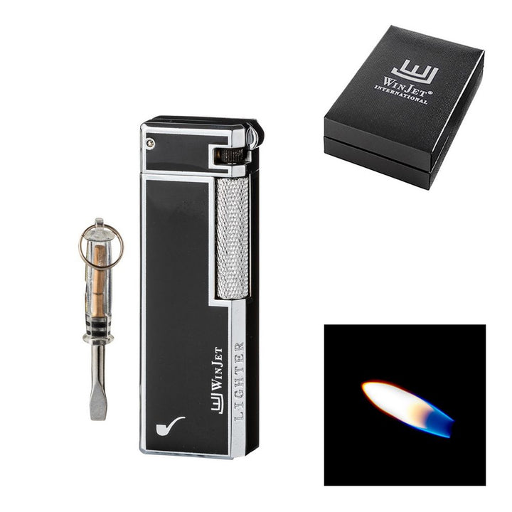 Winjet Slim Pibe Lighter med Sten - Black Chrome