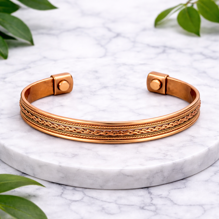 Kobber- og messing sundhedsklemmearmbånd med 2 magneter –