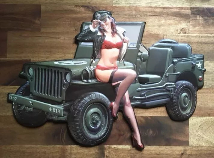 Retroworld Willys Army Jeep Metalskilt - 40 x 28 cm - Metalskilt fra Retroworld hos The Prince Webshop