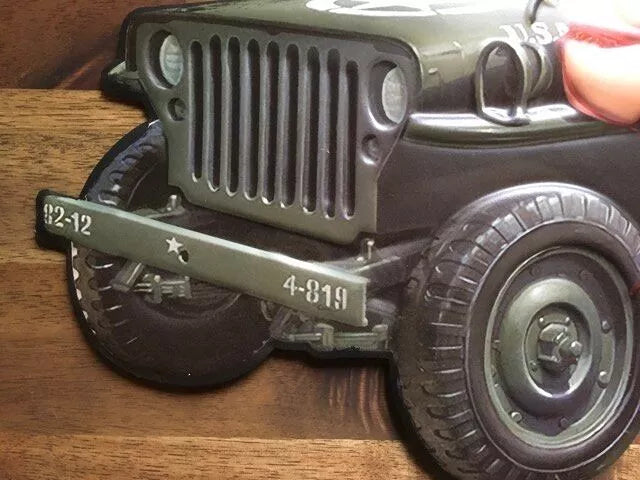 Peetoworld Willyn armeija Jeep Metal Pillarto - 40 x 28 cm