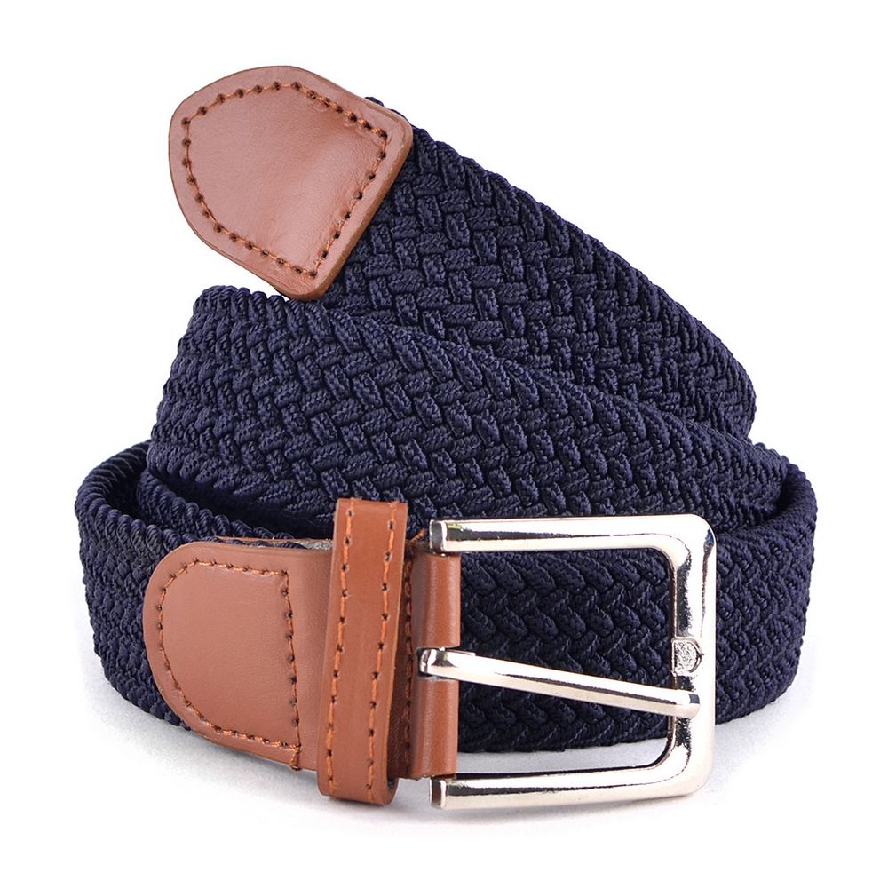 Braided Elastic Belt in Dark Blue - 3 Stretch Sizes