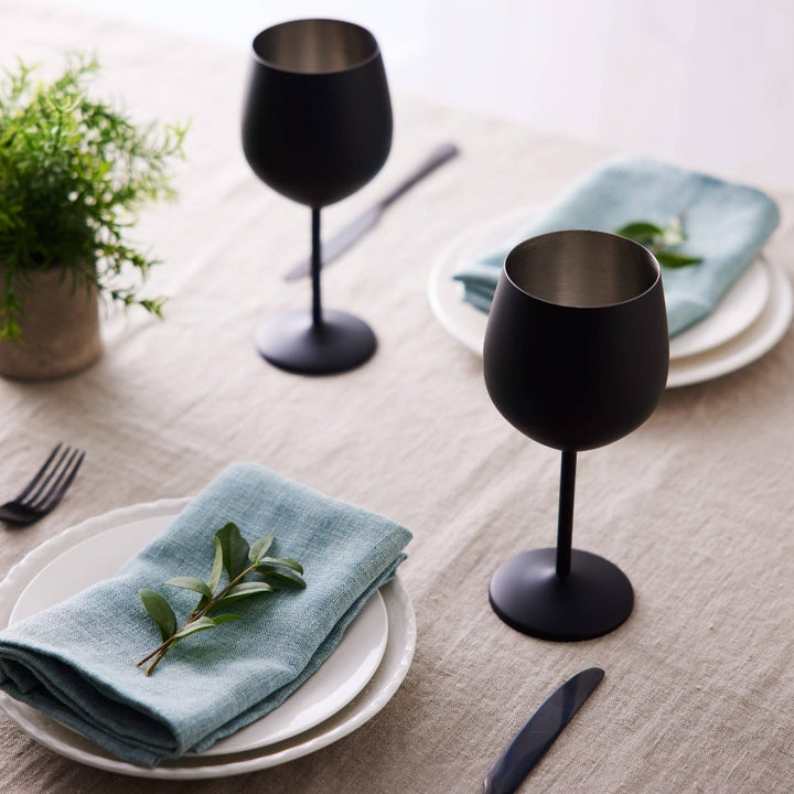 Oak & Steel - 4 Matte Black Wine Glasses