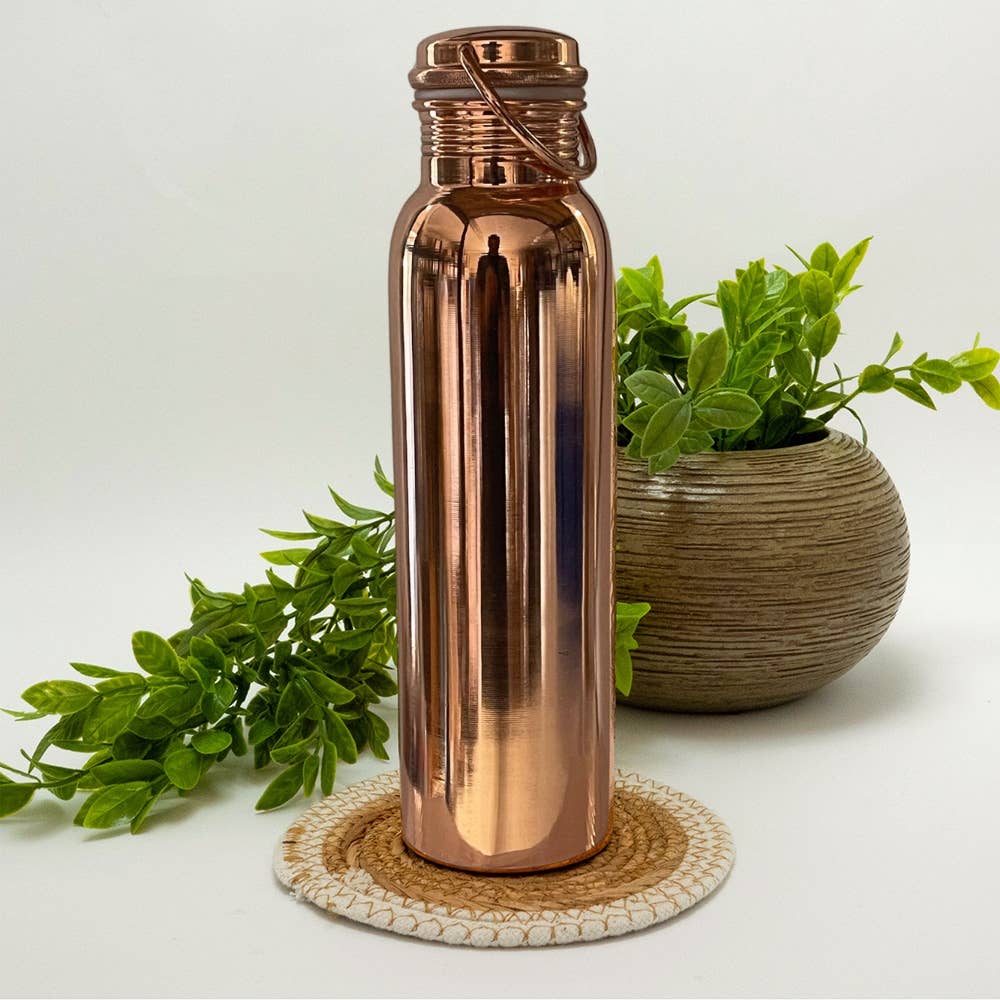 Pure copper water bottle polished with handle ± 950 ml (330