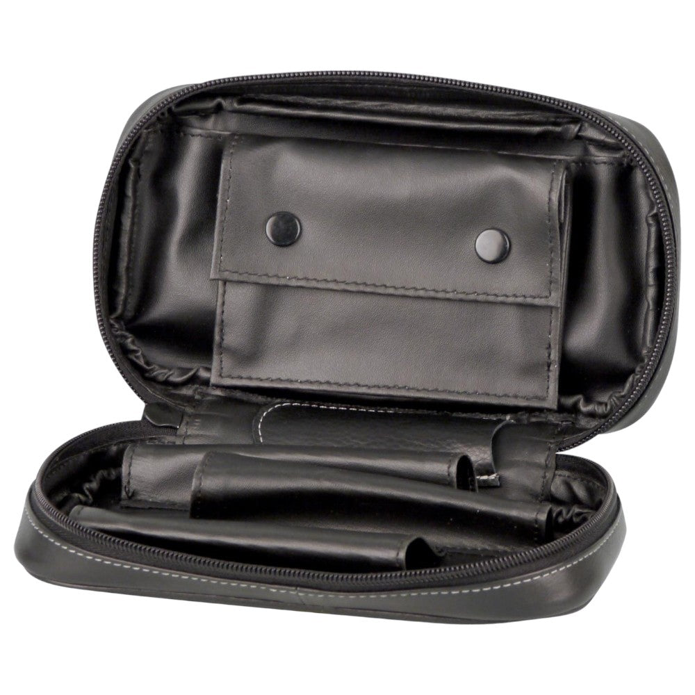 Læder Pibetaske i Sort Skind til 3 Piber + Tilbehør - Pibe Tilbehør fra The Prince's Own hos The Prince Webshop