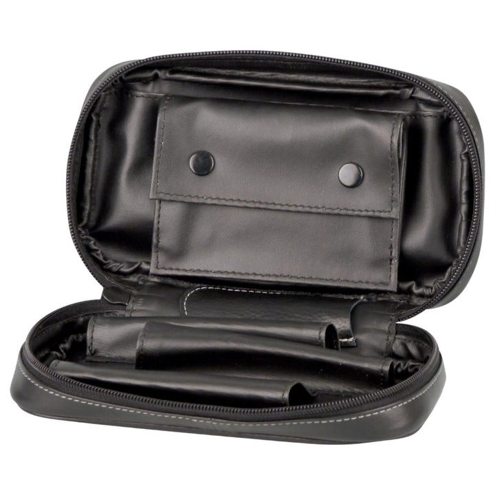Læder Pibetaske i Sort Skind til 3 Piber + Tilbehør - Pibe Tilbehør fra The Prince's Own hos The Prince Webshop