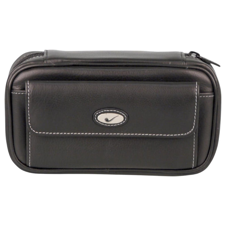 Læder Pibetaske i Sort Skind til 3 Piber + Tilbehør - Pibe Tilbehør fra The Prince's Own hos The Prince Webshop