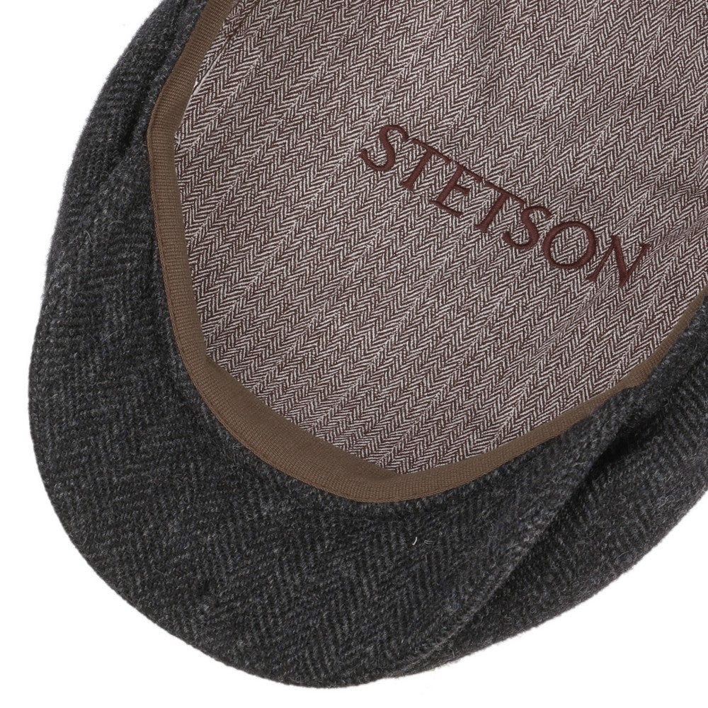 Stetson Driver Cap Wool Herringbone Dark Grey