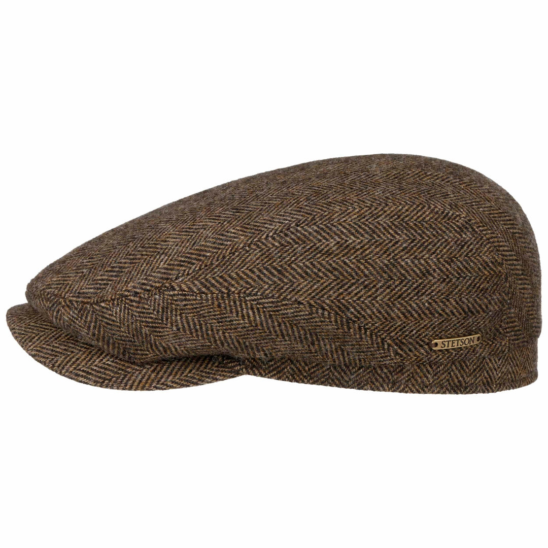 Stetson Driver Cap Wool Herringbone Brun