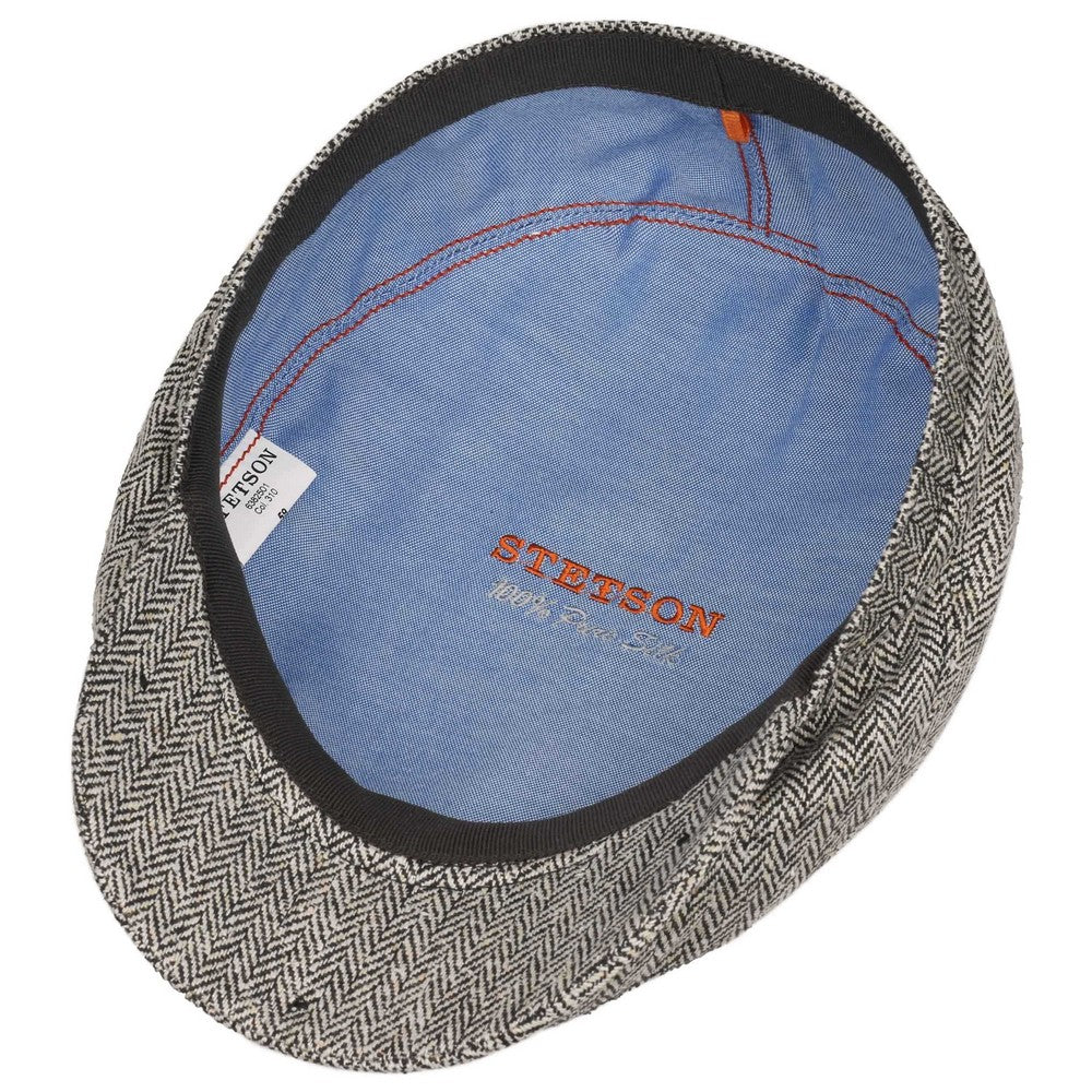 Stetson Driver Cap Silk - Light Gray Herringbone