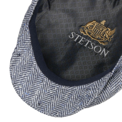 Stetson Driver Cap Silk / Wool - Bold Blue Herringbone