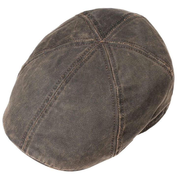 Stetson CO/PES Texas Duck Cap - Brunt Oilskin Look - Flat Cap fra Stetson hos The Prince Webshop