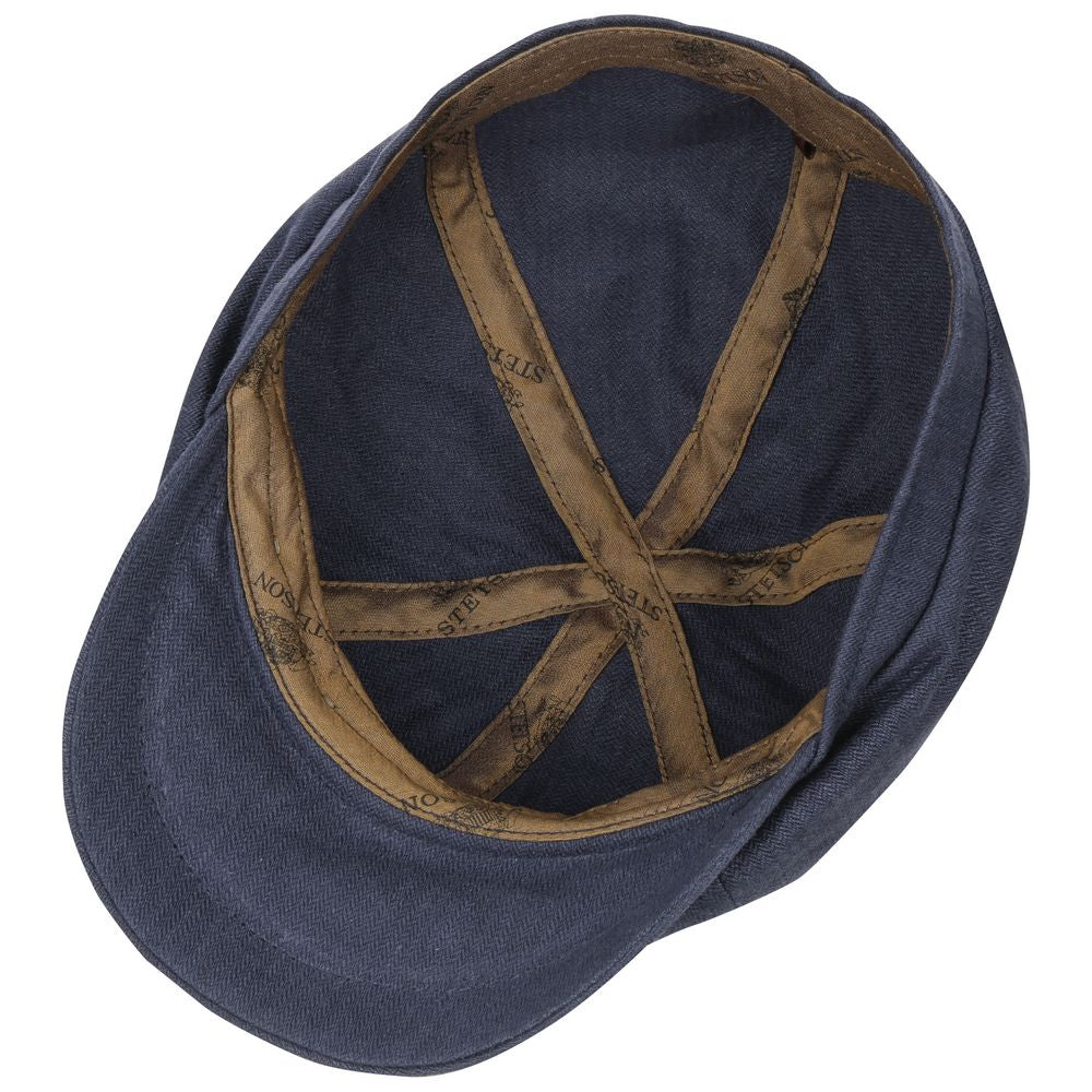 Stetson 6-panel Cap Linned - Blå Sildeben - Flat Cap fra Stetson hos The Prince Webshop