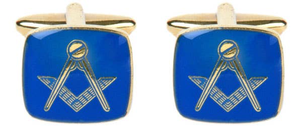 Masonic Cushion Blue Enamel Cufflinks - Manchetknapper fra David Aster Collection hos The Prince Webshop