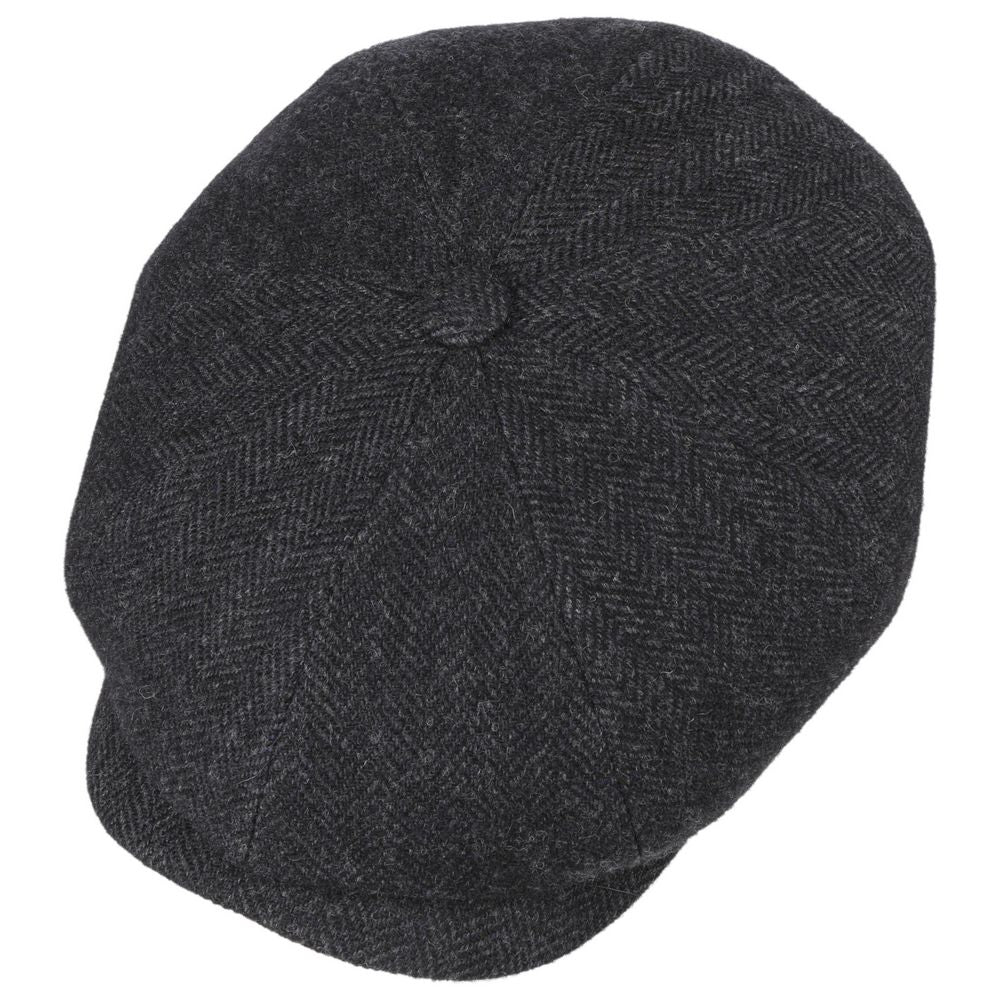 Stetson Hatteras Dark Gray Herringbone Wool Flat Cap