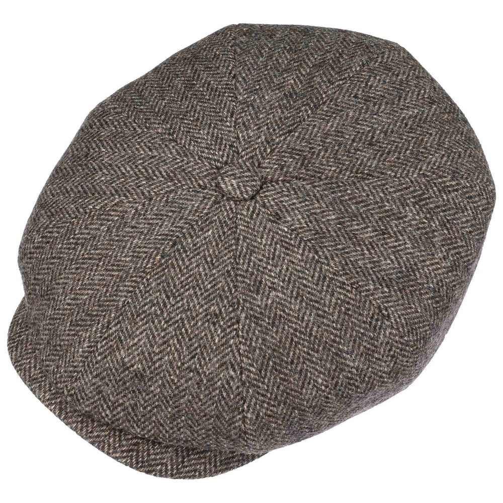 Stetson Hatteras Light Gray Herringbone Wool Flat Cap