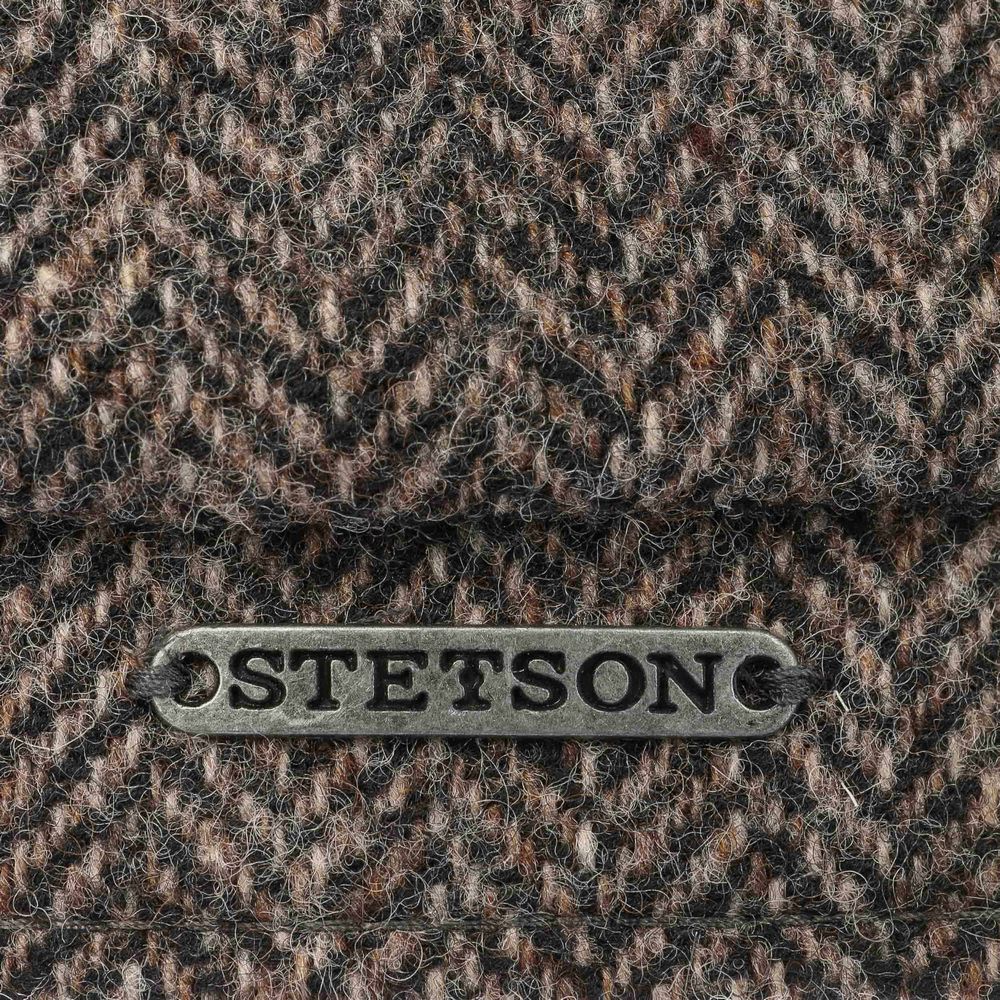 Stetson Hatteras Light Gray Herringbone Wool Flat Cap