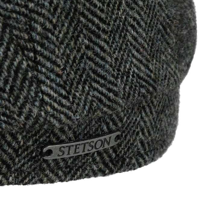 Stetson Hatteras Moss Green Herringbone Wool Flat Cap