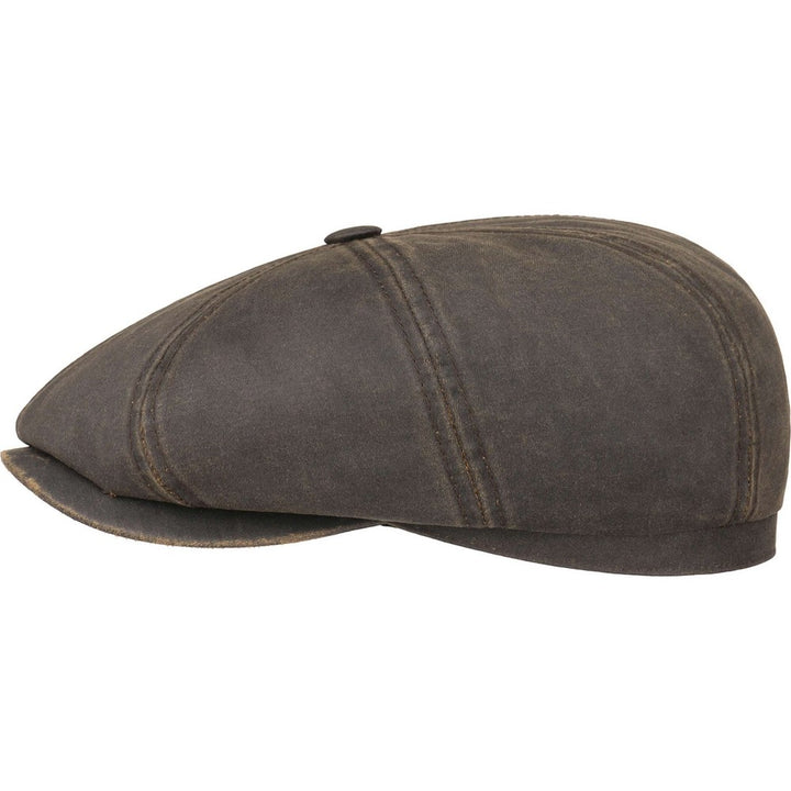 Stetson Hatteras CO/PES Flat Cap Brunt Oilskin Look