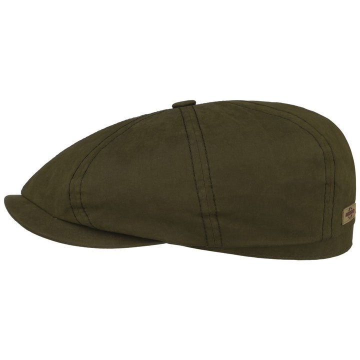 Stetson Hatteras Sixpence Flat Cap Green Oilskin WR