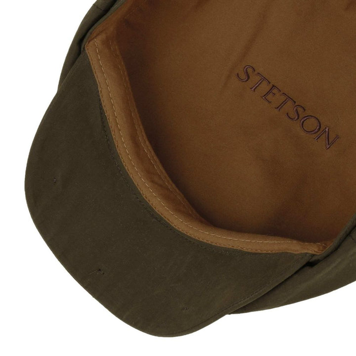 Stetson Hatteras Sixpence Flat Cap Green Oilskin WR