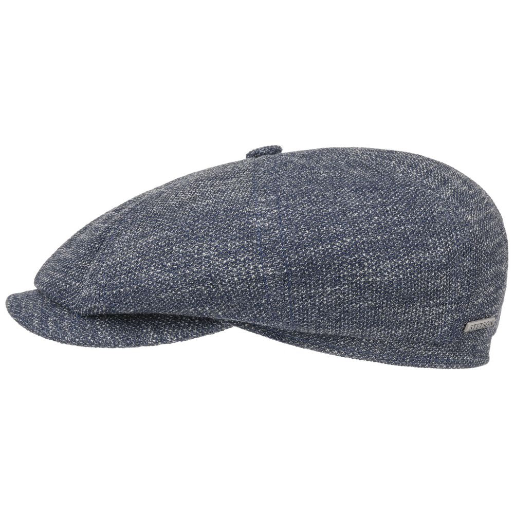 Stetson Hatteras Jersey - Blue Linen Sixpence Flat Cap