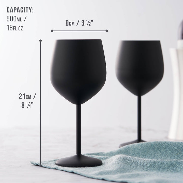 Oak & Steel - 4 Matte Black Wine Glasses