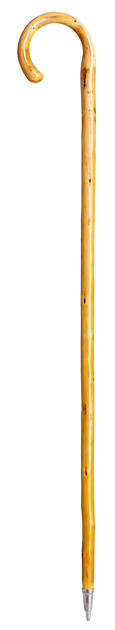 Trekking Stick in Chestnut Wood with Curved Handle - Light Brown