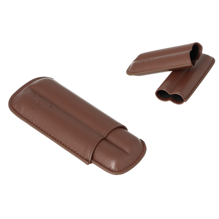 Angelo Cigar Case - 2 pcs. 45 Ring Gauge - Brown Faux Leather