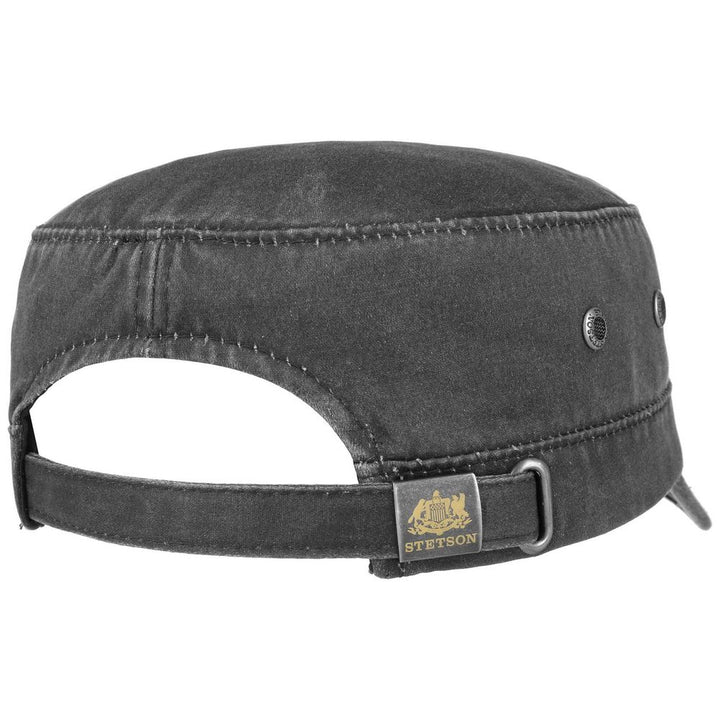 Black Oilskin Look Stetson Army Cap