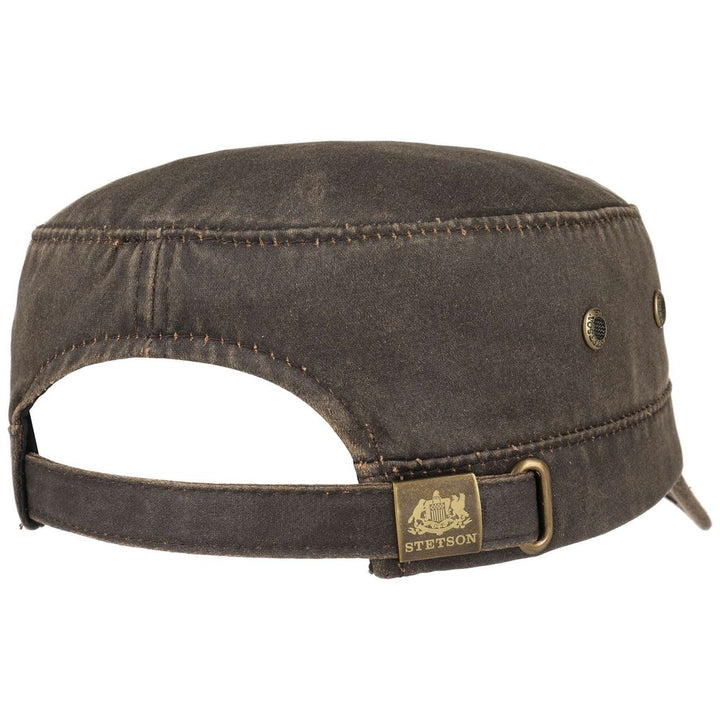 Brown Oilskin Look Stetson Army Cap