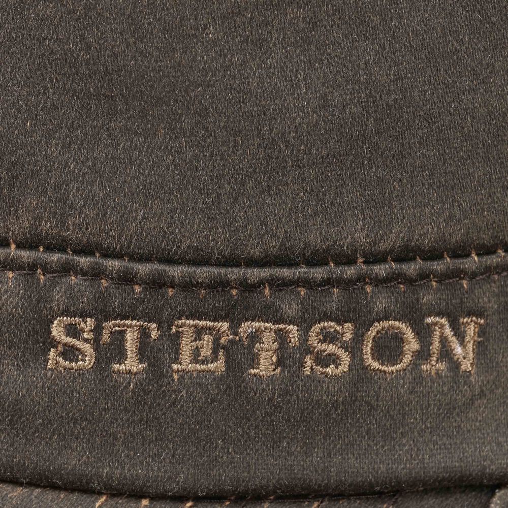 Brown Oilskin Look Stetson Army Cap