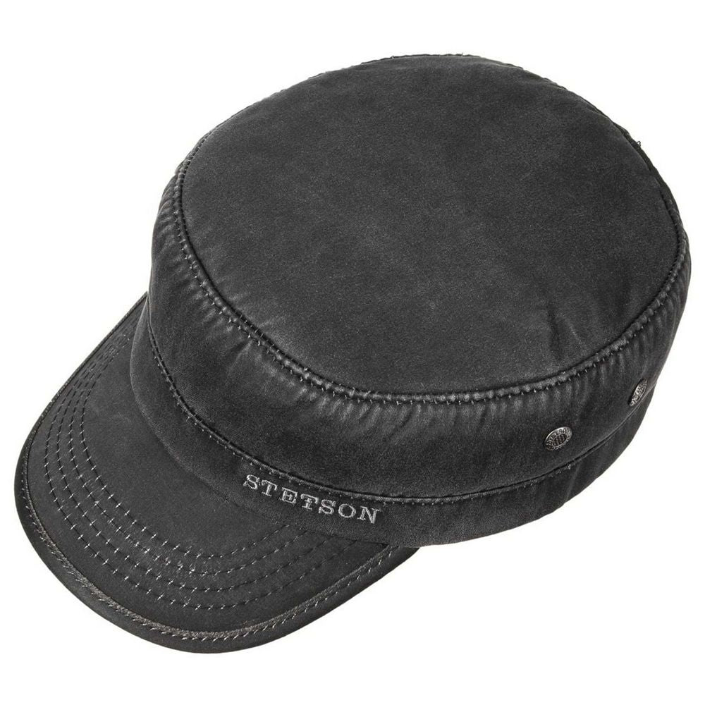 Stetson Oilskin Look Stetson Army Cap med Foer - Sort - Army Cap fra Stetson hos The Prince Webshop