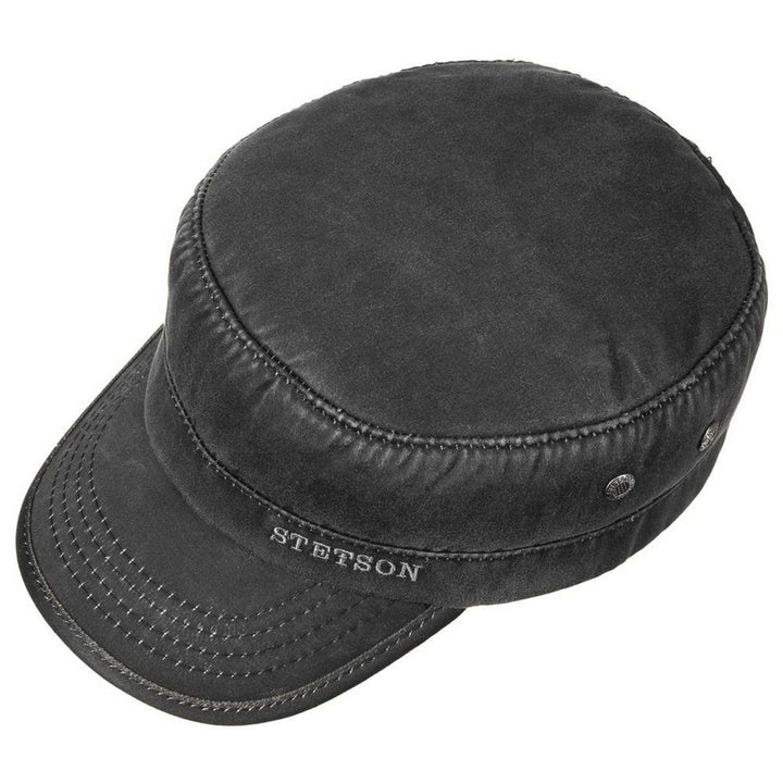 Stetson Oilskin Look Stetson Army Cap with Lining - Black