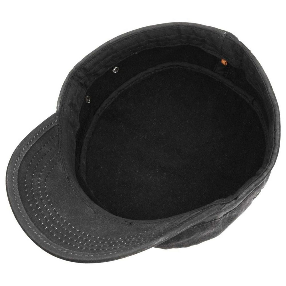 Stetson Oilskin Look Stetson Army Cap with Lining - Black