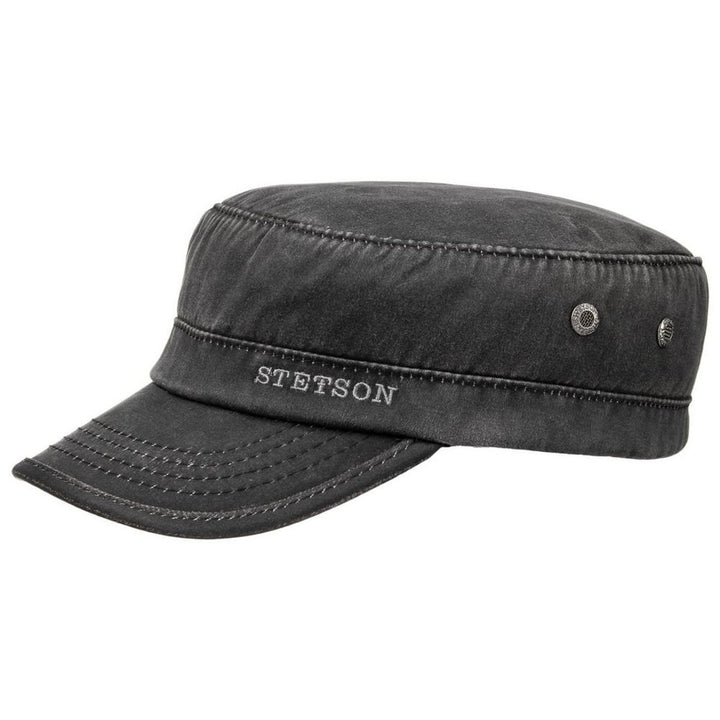 Stetson Oilskin Look Stetson Army Cap with Lining - Black