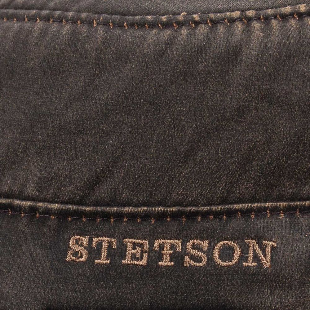 Stetson Oilskin Look Stetson Army Cap with Lining - Brown