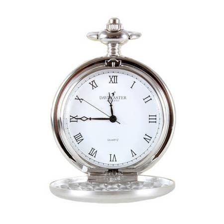 Silver Brushed Quartz Full Hunter Pocket Watch - Ur fra David Aster Collection hos The Prince Webshop