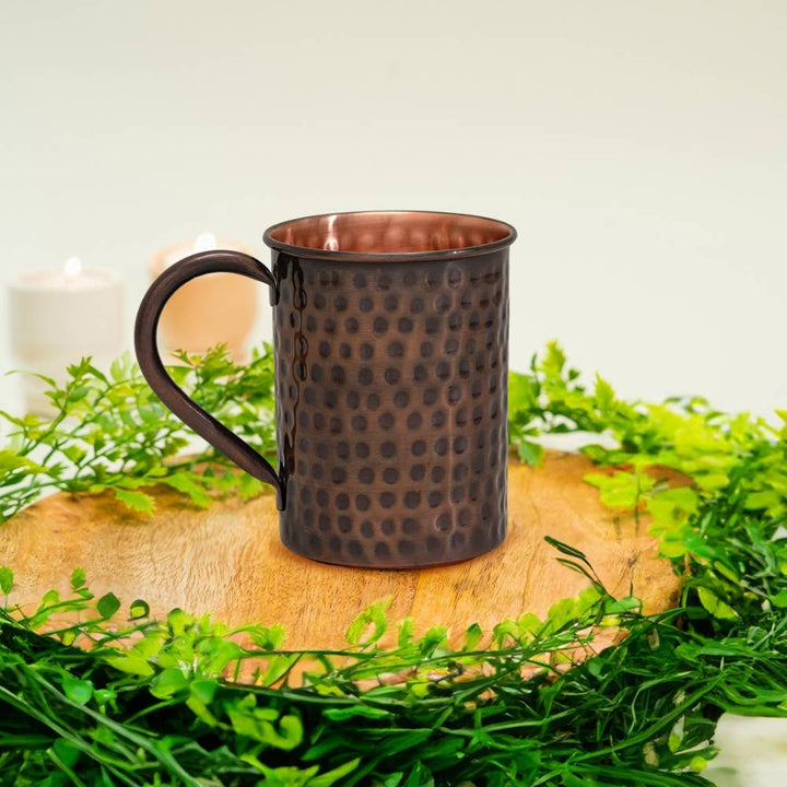 Mule kobberkrus med Messinghåndtag, hamret antik – 400 ml - Mule Mugs fra Ayurveda Specialist B.V. hos The Prince Webshop