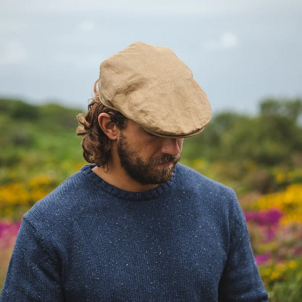 Jaxon & James Linen Flat Cap - Camel