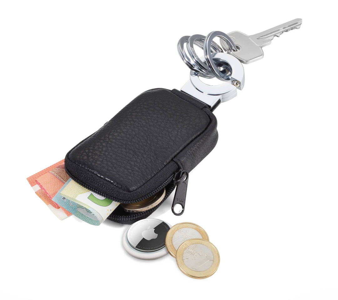 TROIKA - POCKET CLICK Key ring with pocket + 3 rings | leather