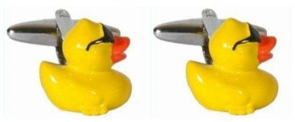 Yellow Rubber Duck Rhodium Plated Cufflinks - Manchetknapper fra David Aster Collection hos The Prince Webshop