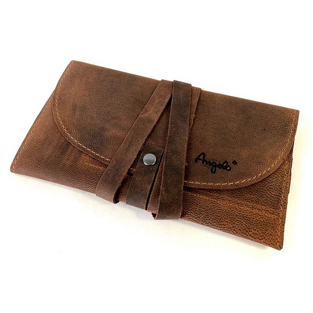 Angelo Tobacco purse in brown vintage goatskin
