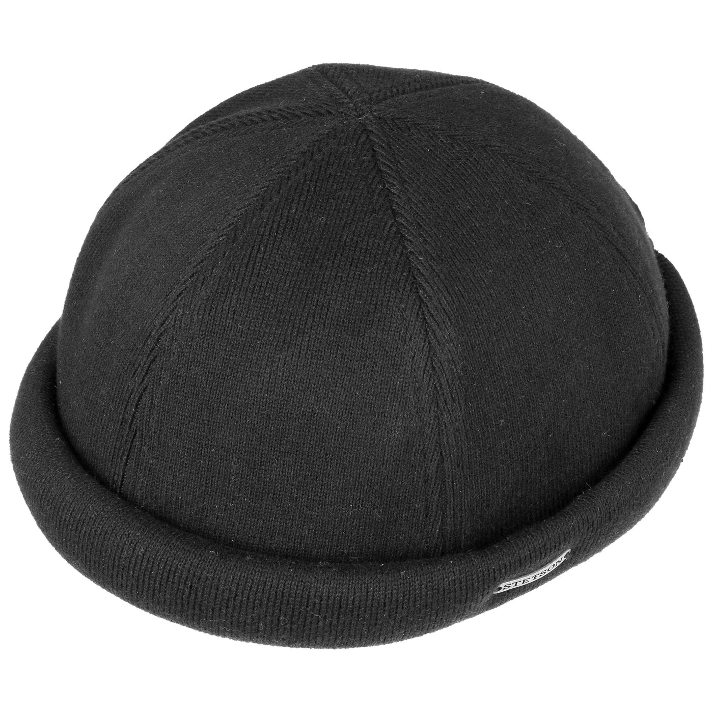 Stetson Black Docker Cap/Hat in Knitted Cotton
